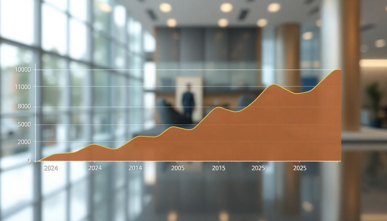 2024년부터 2025년 초까지의 꾸준한 매출 성장 추이를 나타내는 실사 그래프