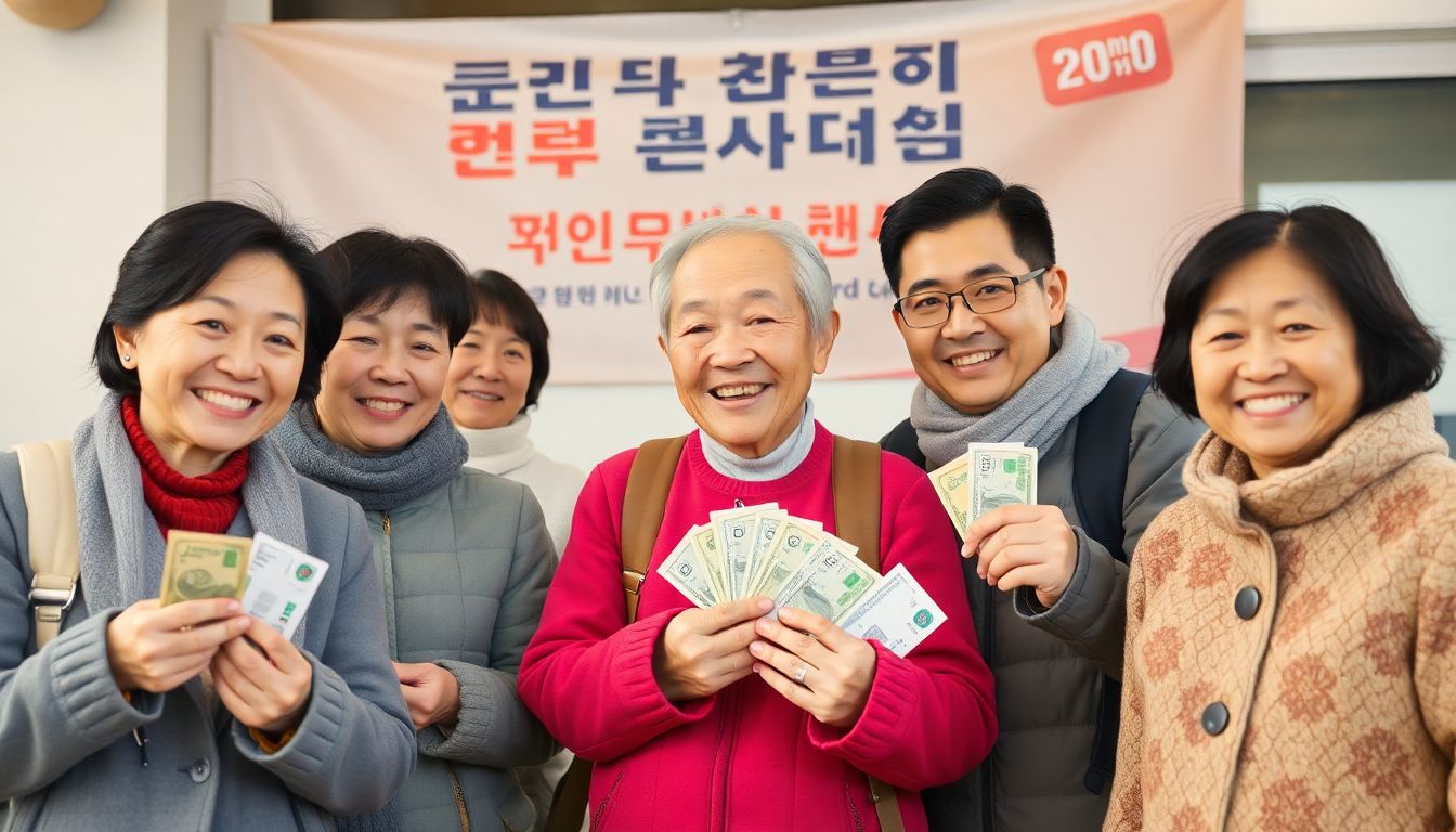 2025년 2차 민생지원금을 받는 다양한 대한민국 국민들의 행복한 모습