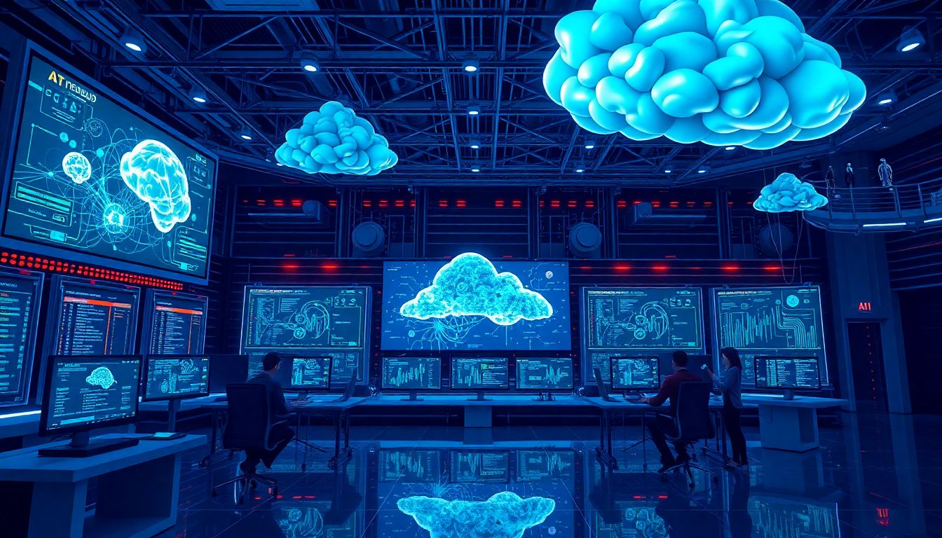 AI 기반 PaaS 서비스를 사용하는 개발자들이 AI 모델과 클라우드 구조를 다루는 모습