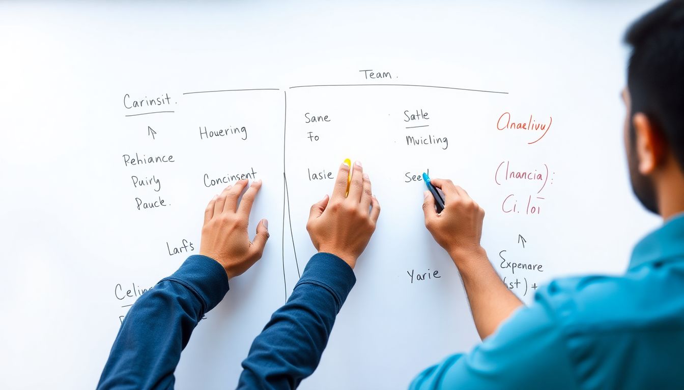 여러 사용자가 동시에 협업하며 각 커서에 이름과 색상이 표시된 디지털 화이트보드