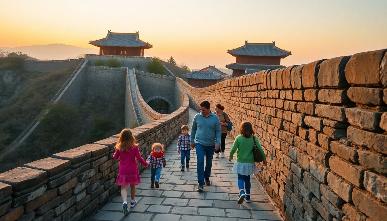 수원화성에서 가족들이 성곽 산책과 역사 체험을 하는 모습