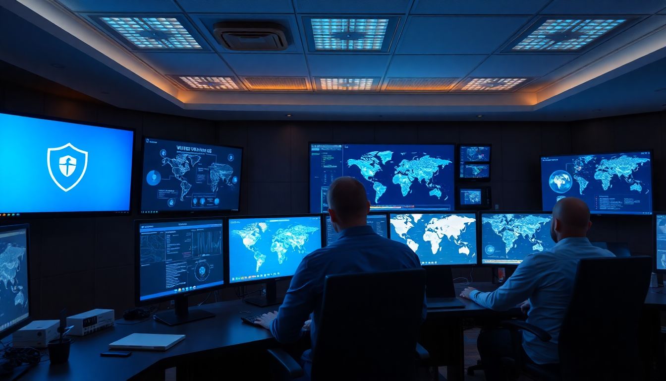 정부 IT 통합 관리와 사이버 보안을 실시간 모니터링하는 전문가들의 모습