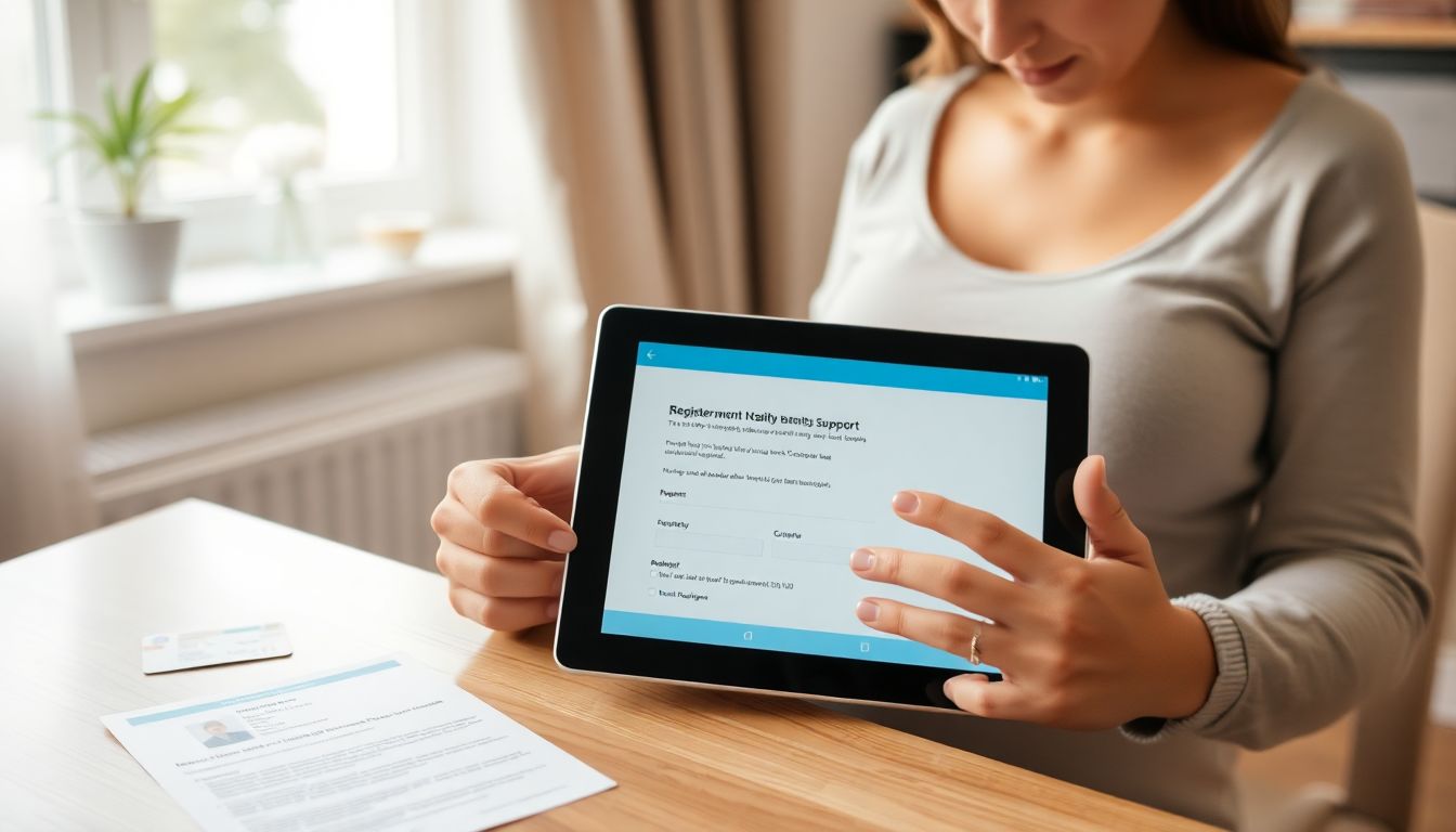 임산부가 온라인으로 임신 등록을 하는 모습의 이미지