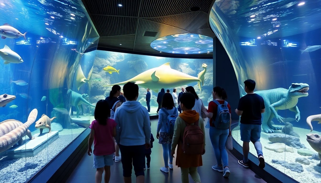 아쿠아플라넷 일산에서 가족들이 해양 생물을 관찰하고 체험하는 모습