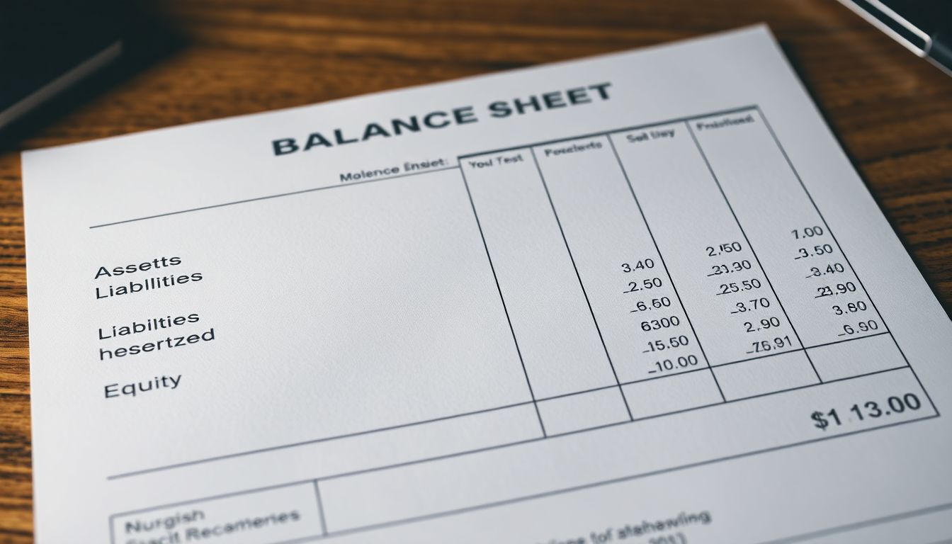 안정적인 재무 구조를 보여주는 대차대조표 문서