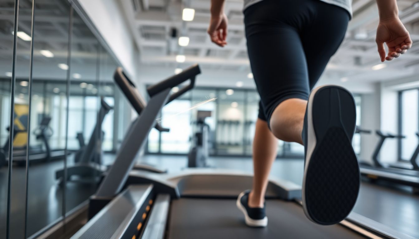 러닝머신 위에서 운동 중 정전기가 발생하는 장면