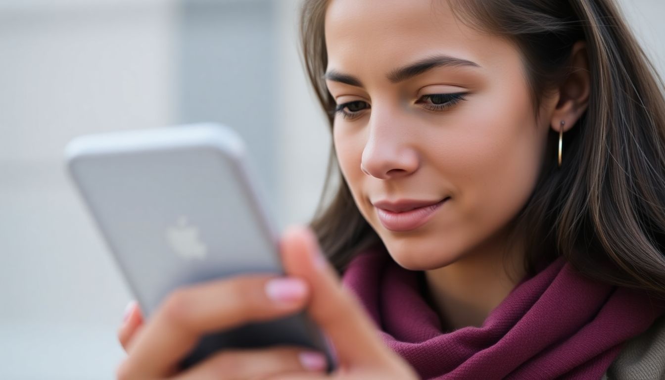 스마트폰으로 평화 메시지를 전하는 여성 시민활동가 모습