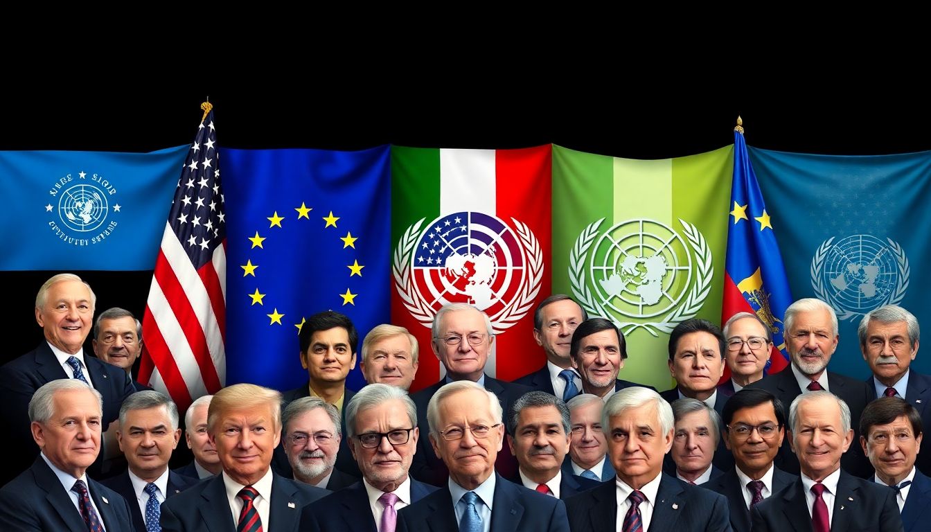 미국, 유럽연합, 유엔 등 국제사회 정상들의 축하 메시지를 상징하는 이미지