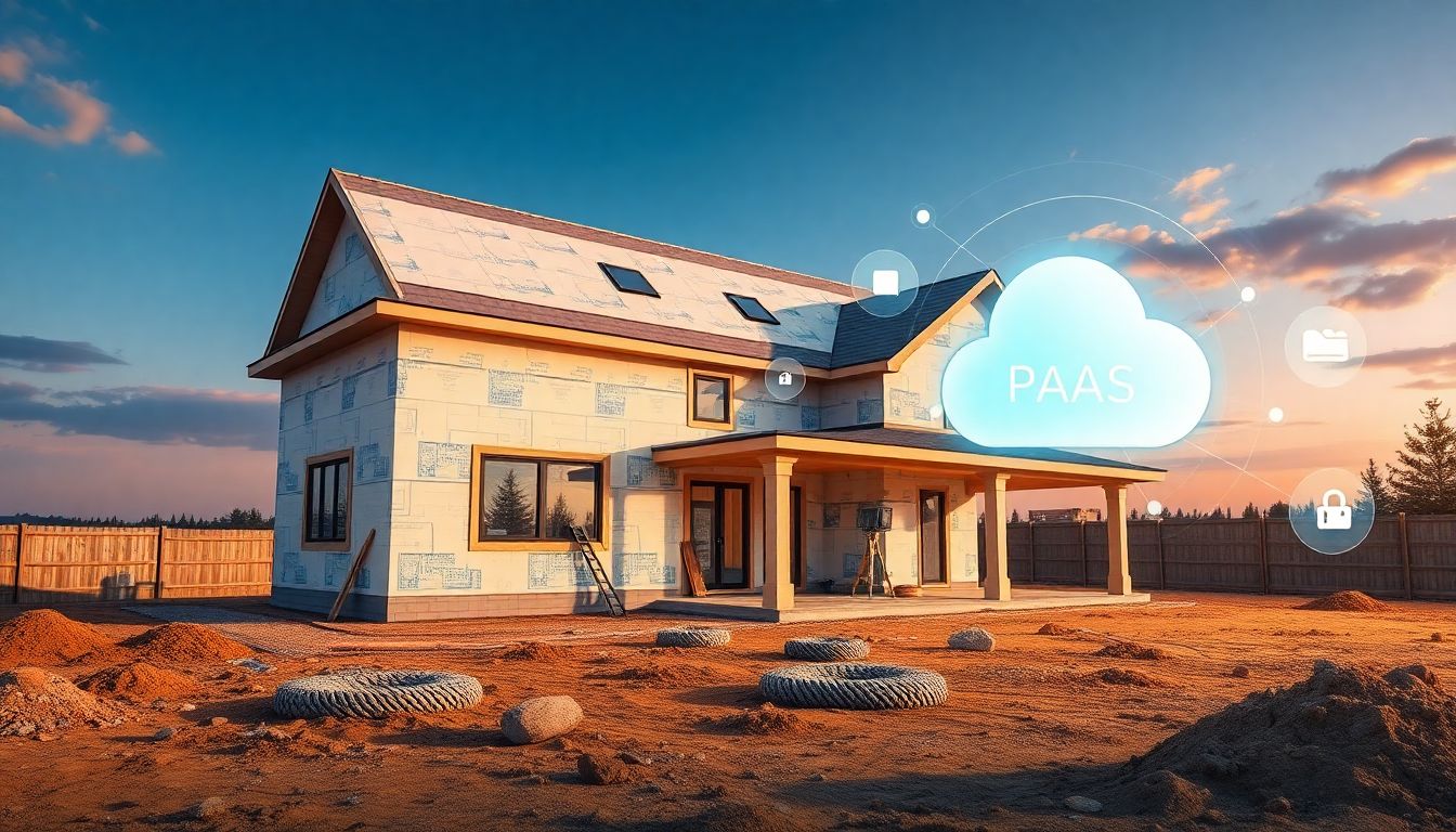 PaaS 플랫폼을 집 짓는 토대와 도구에 비유한 이미지