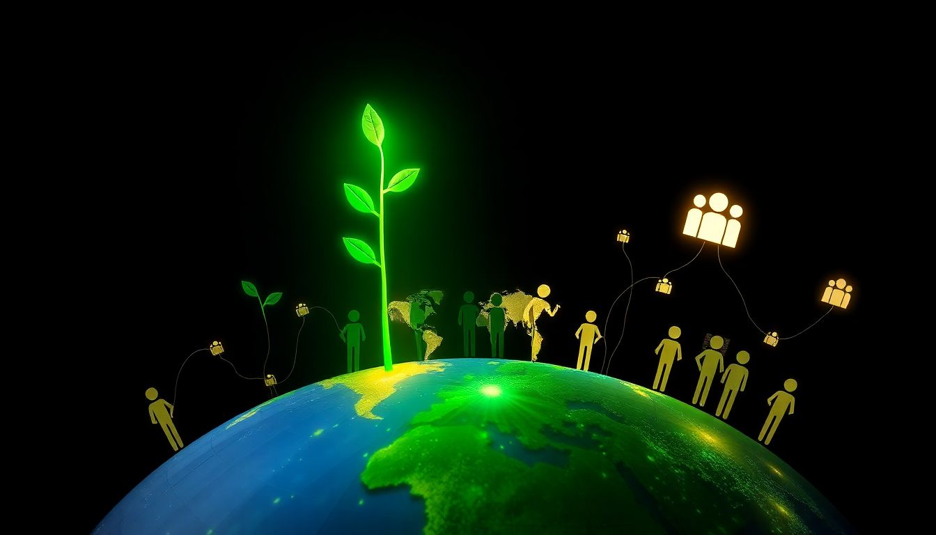 전 세계적으로 민주주의와 인권이 성장하고 평화적 변화를 상징하는 이미지