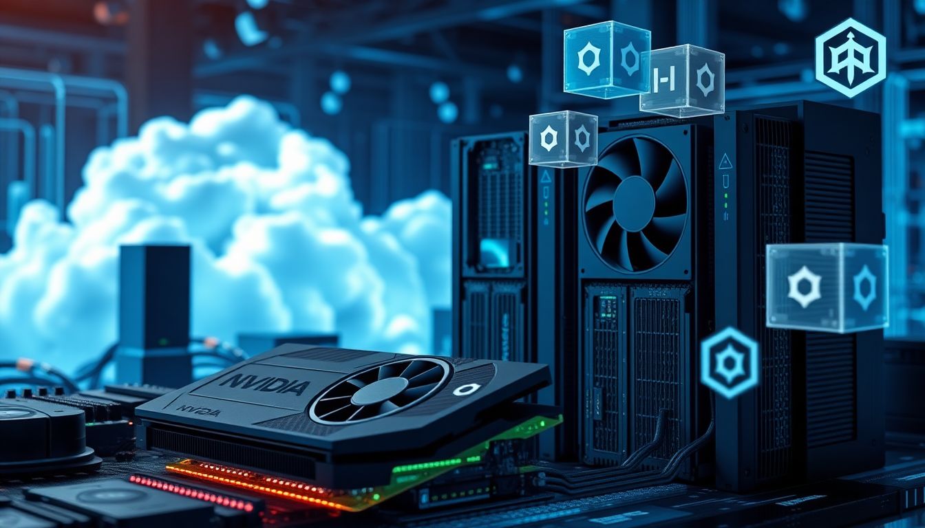 AI와 클라우드 인프라 통합을 상징하는 AI 전용 하드웨어와 컨테이너 기술